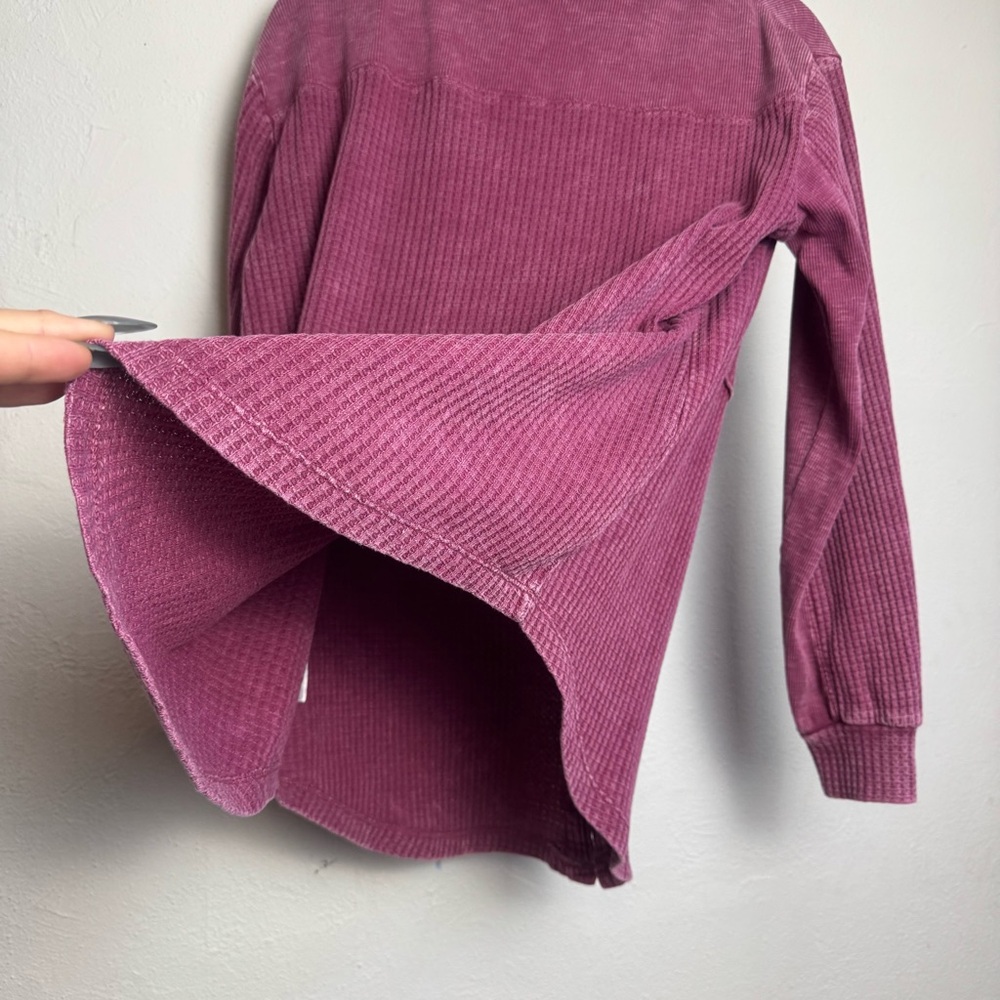 Briggs Mineral Wash‎ Waffle Knit Button Down Long Sleeve Top - Picture 7 of 8